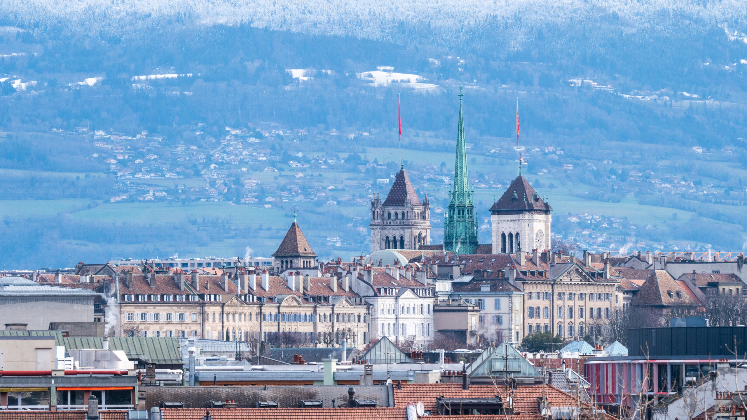 Aerial view of beautiful Geneva, Switzerland.